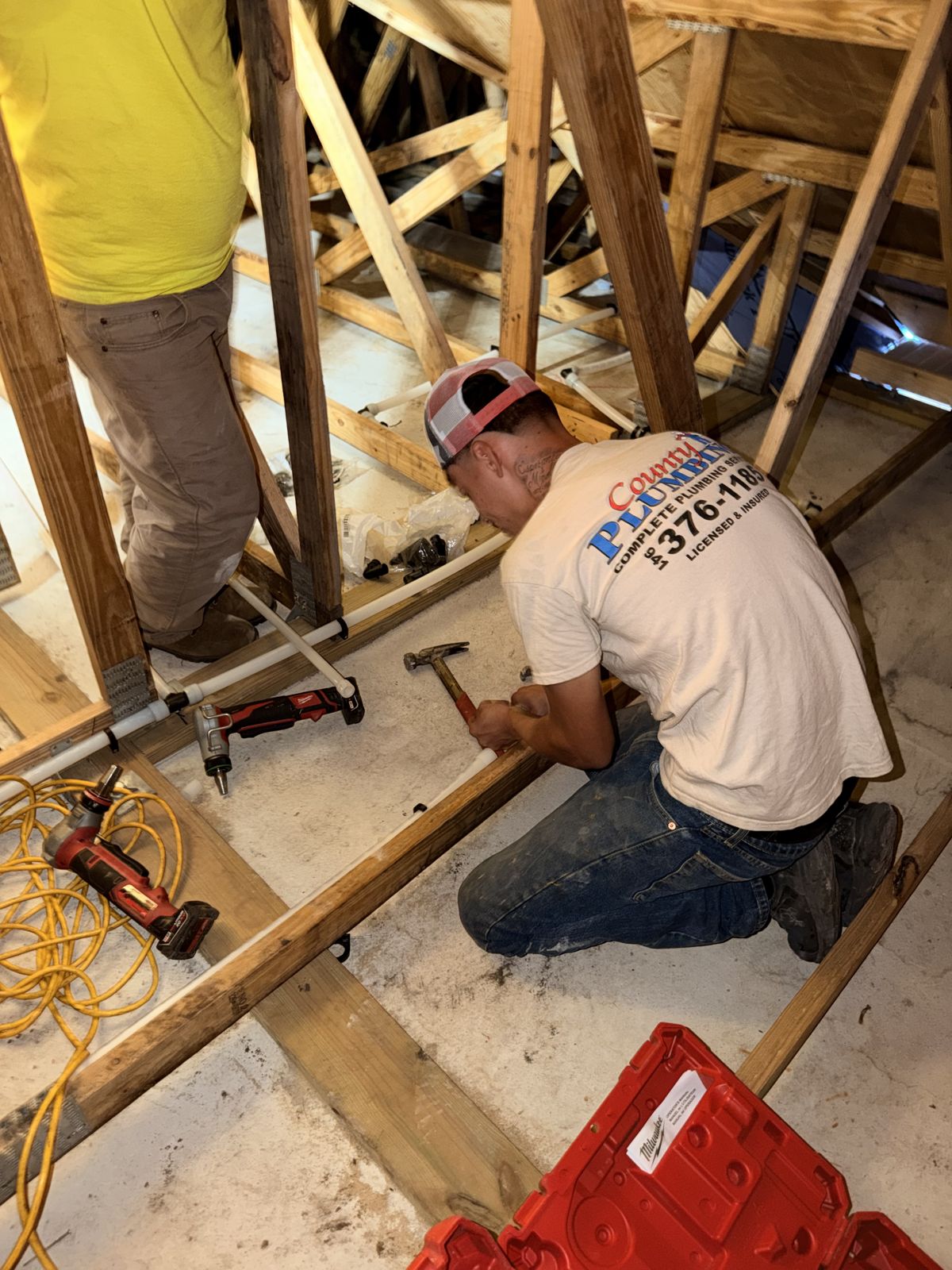 Attic repipe by the County crew