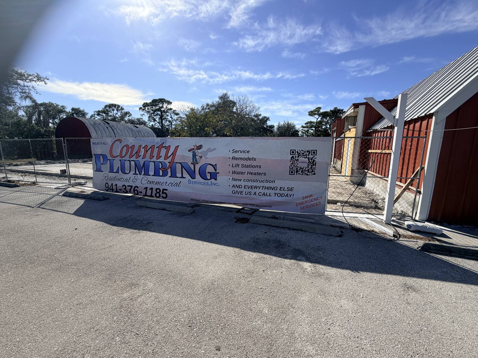 County Plumbing jobsite banner